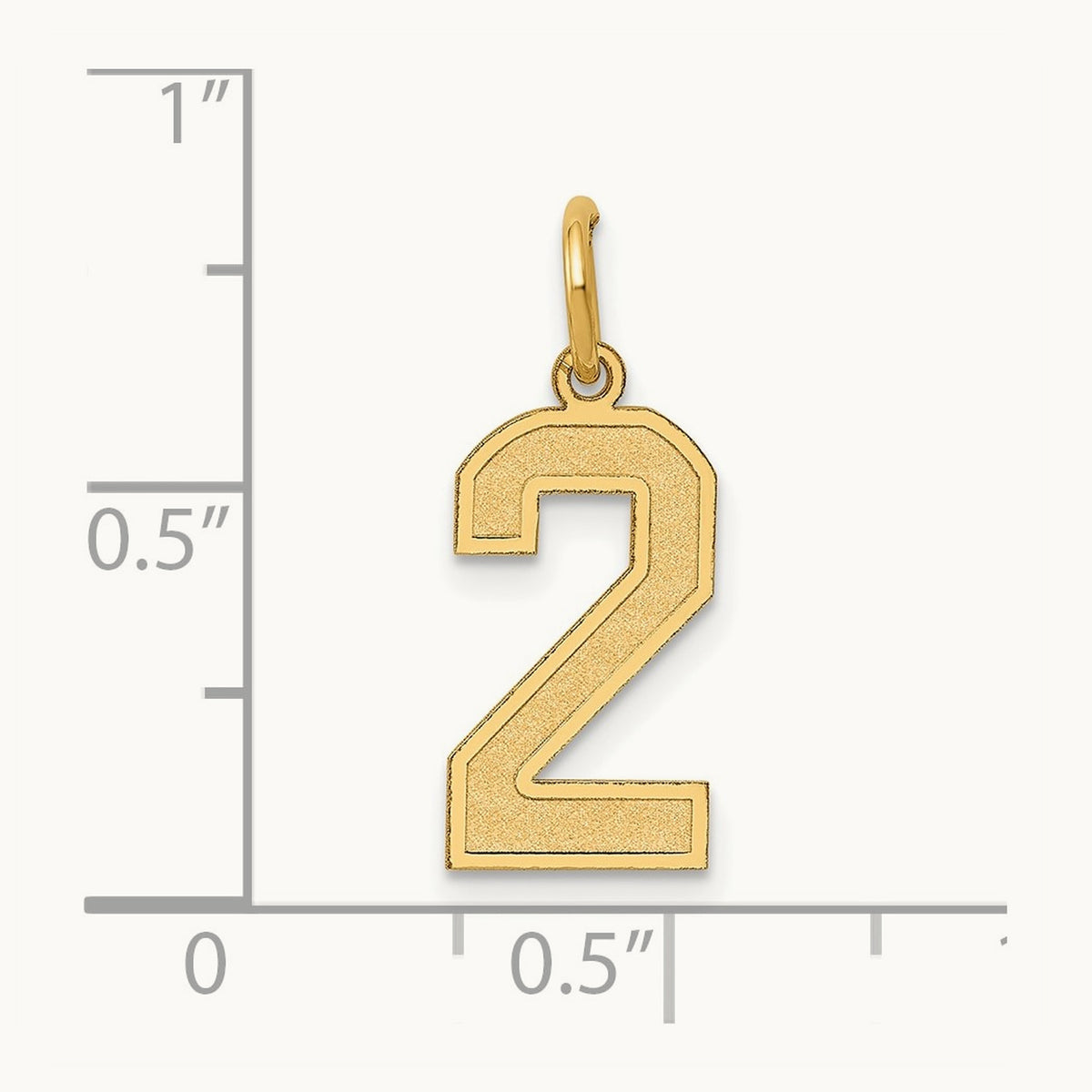 Medium Satin Number 2 Charm — 14K Yellow Gold