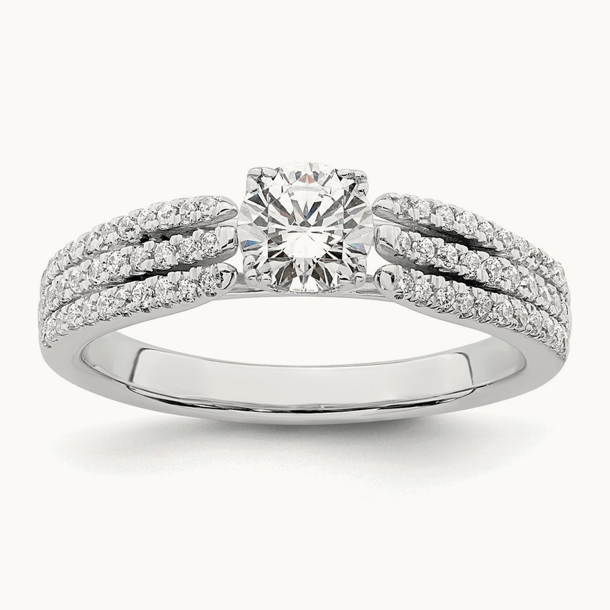 3-Row Round Semi-Mount Engagement Ring, 0.50-1.00 ct tw