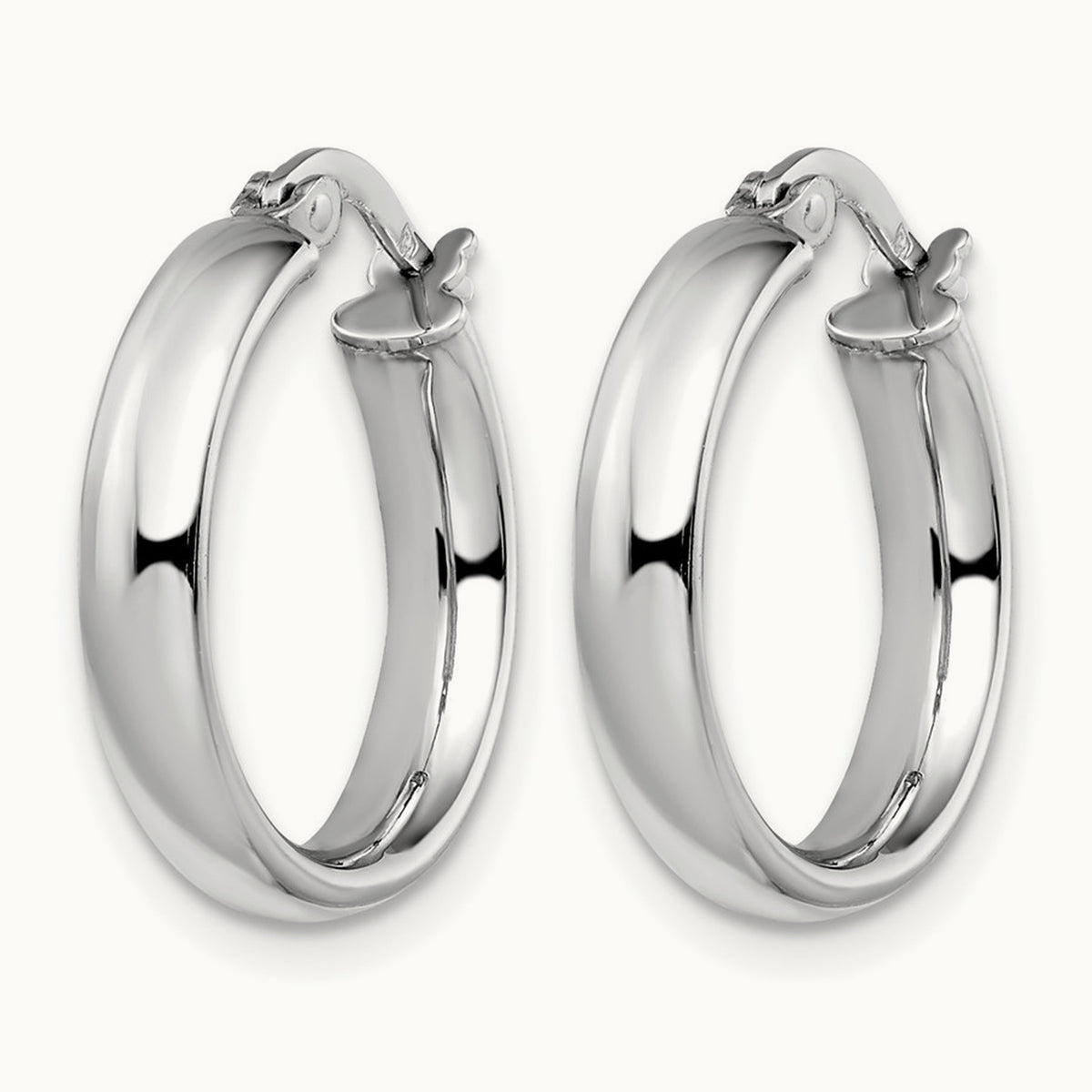 Plating Polished Hoop Earrings, 14K with White Rhodium — Leslie's