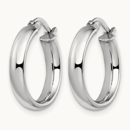 Plating Polished Hoop Earrings, 14K with White Rhodium — Leslie's