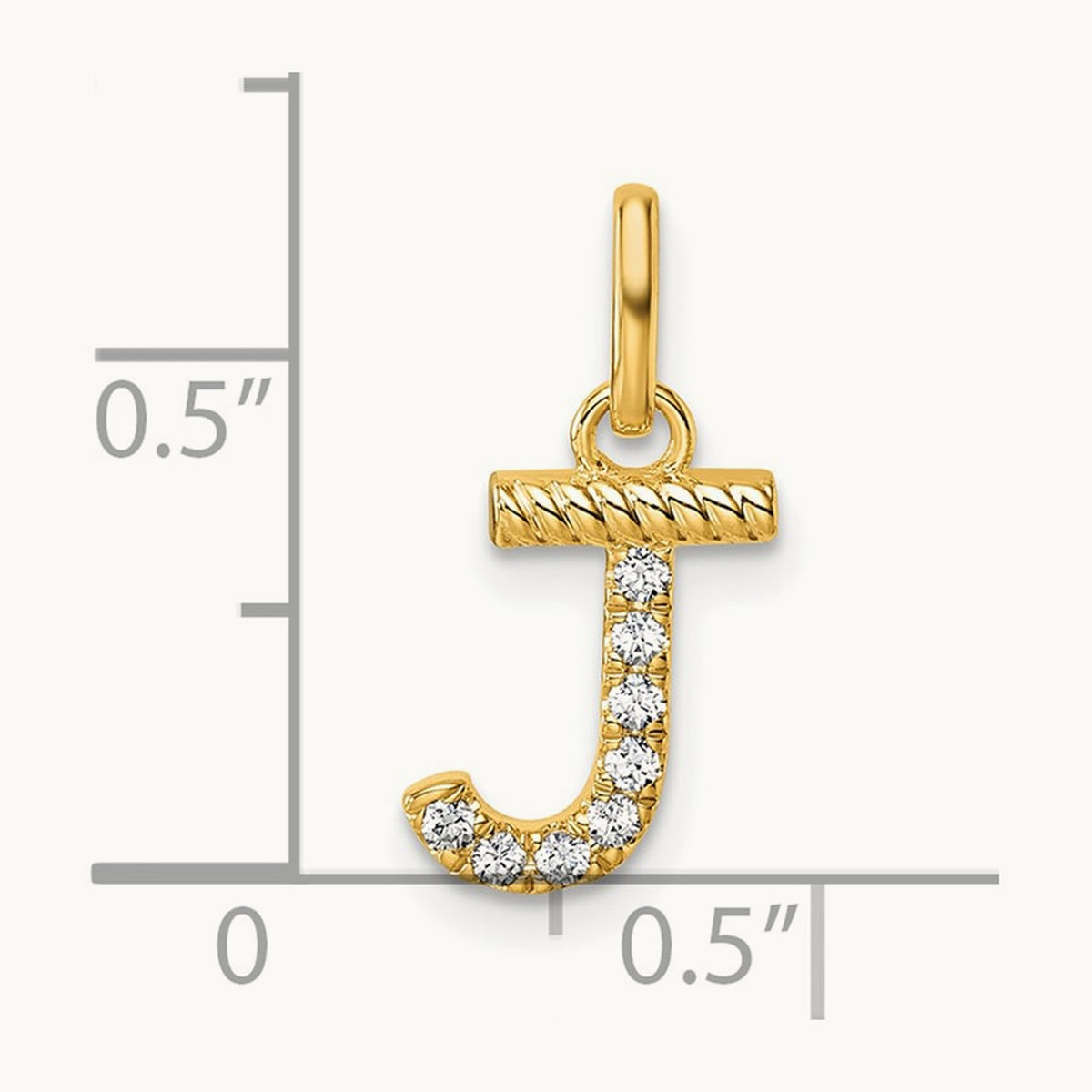 Twisted Diamond Charm — 14K Yellow Gold, J