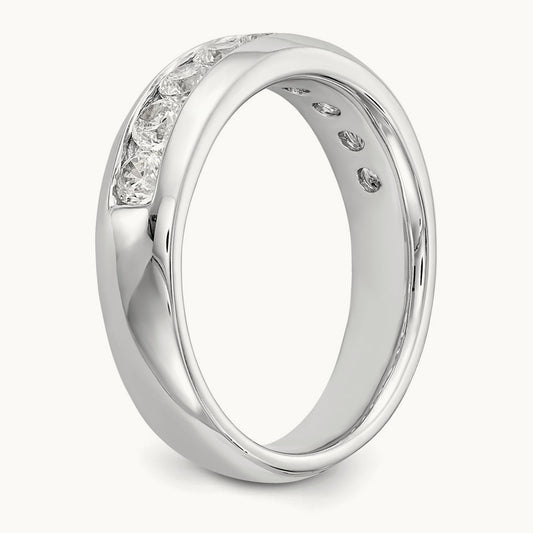 9-Stone Diamond Channel Band, 14K White Gold
