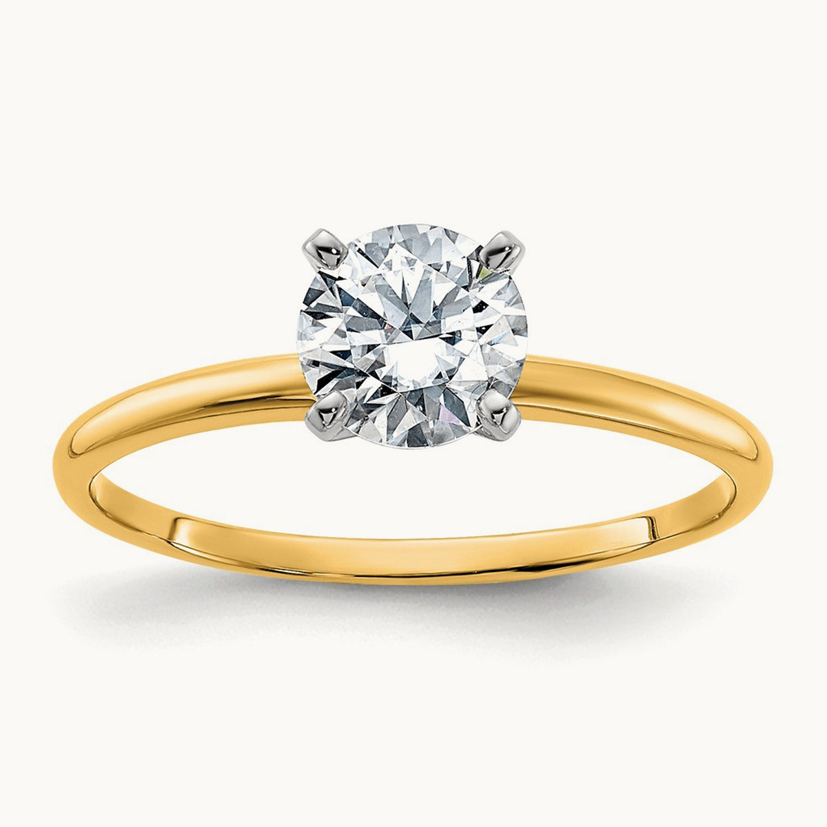 Round Solitaire Engagement Ring, 0.75 ct tw Lab-Grown Diamond — 14K Two-Tone