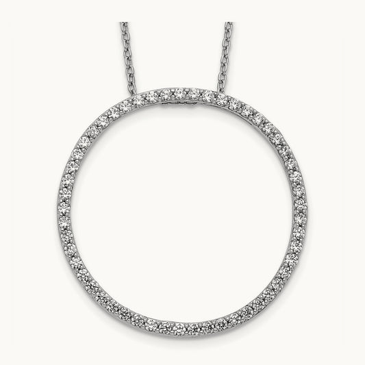 Diamond Circle 18 inch Necklace, 14K White Gold