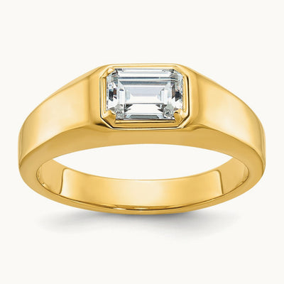 Emerald Polished Men's Ring, 1.00 ct tw Lab-Grown Diamond