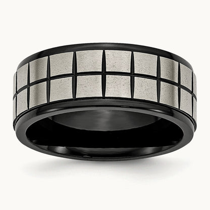 Brushed Center Black IP-plated Band, 9mm, Titanium