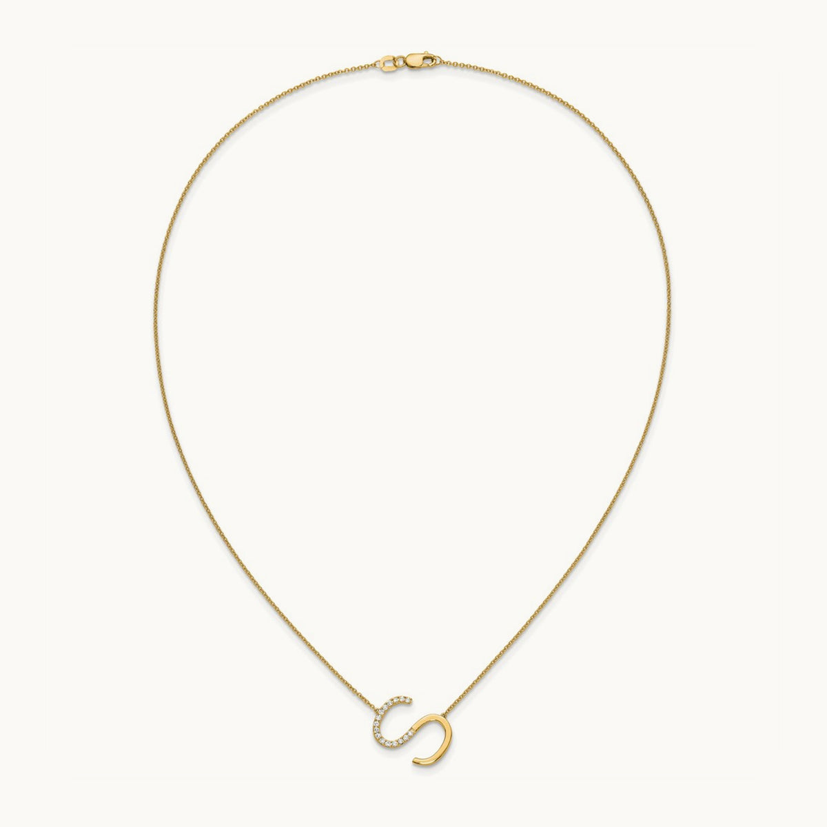 Sideways Diamond Necklace — 14K Yellow Gold, S