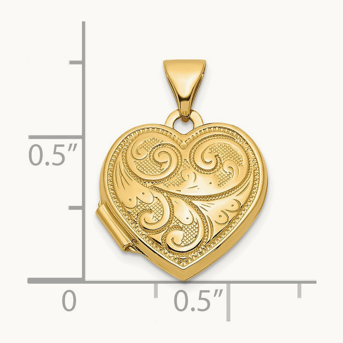 Reversible Swirl Design Heart Locket — 14K Yellow Gold