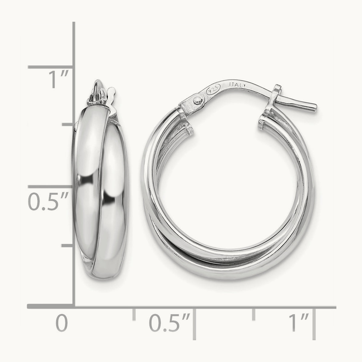 RH-plated Polished Twisted Hoop Earrings, Sterling Silver — Leslie's