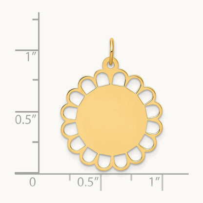 Plain .018 Gauge Engravable Flower Disc Charm — photo set