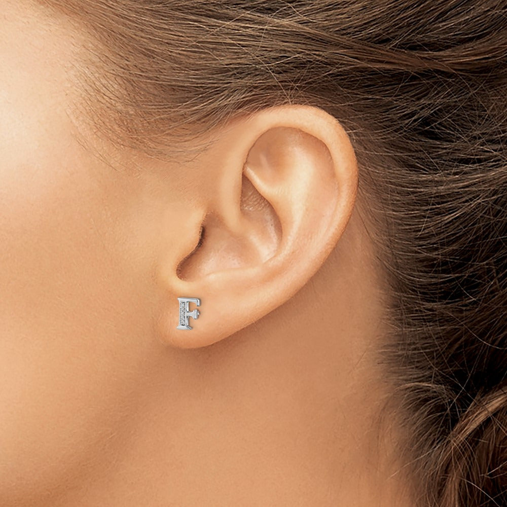 Diamond Earrings — 14K White Gold, 8mm, F