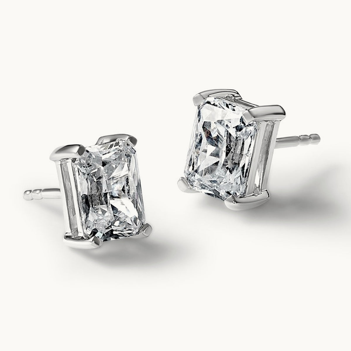 Radiant Four-Prong Stud Earrings, 0.50-6.00 ct tw Lab-Grown Diamond — 5 ct, 14K White Gold