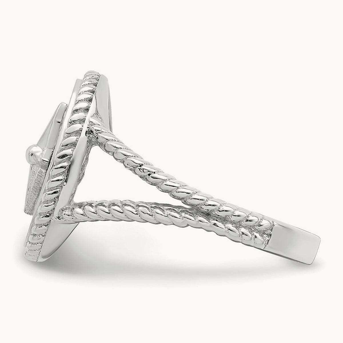 Nautical Compass Rope Ring, 14K White Gold