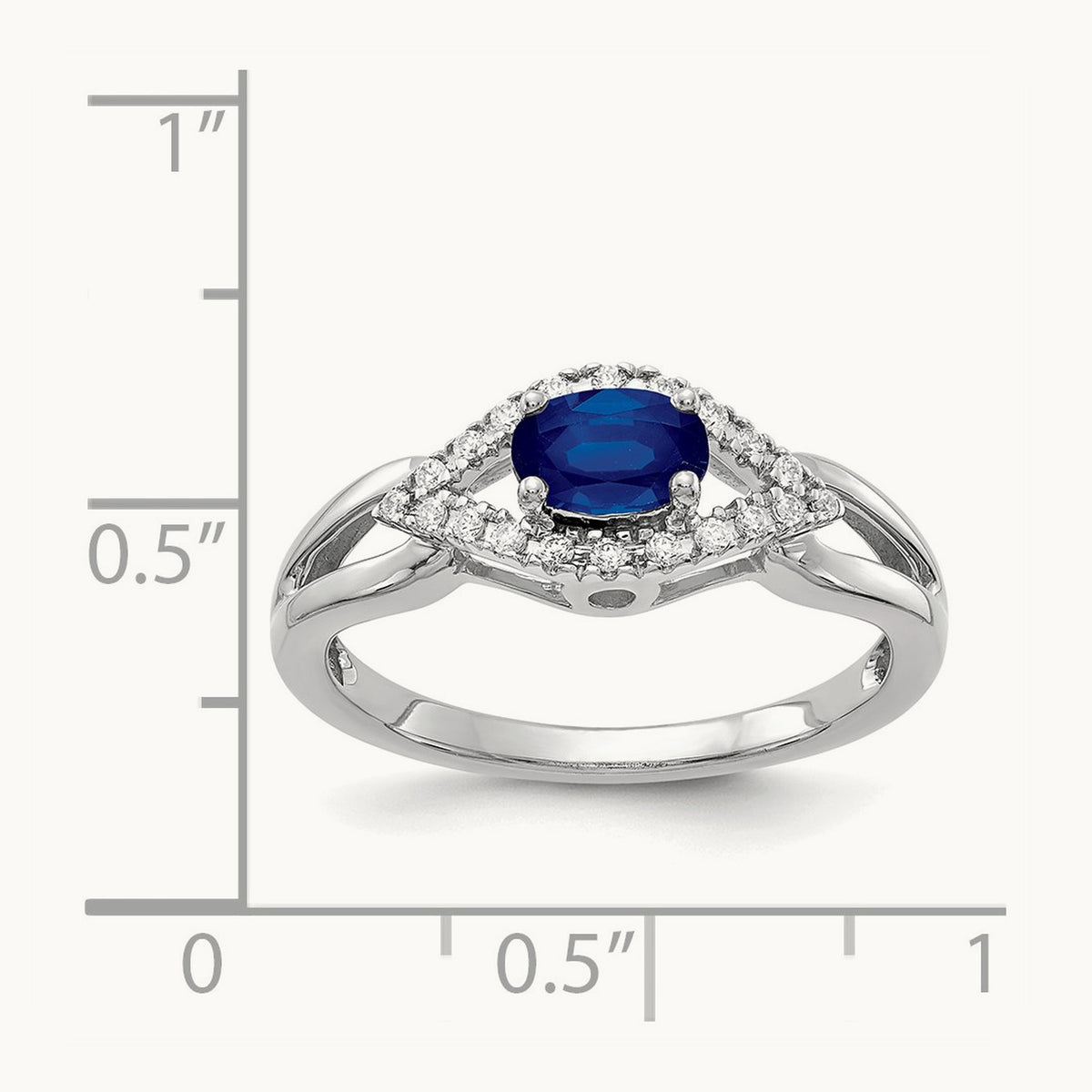 Lab-Grown Diamond and Sapphire Ring — 14K White Gold
