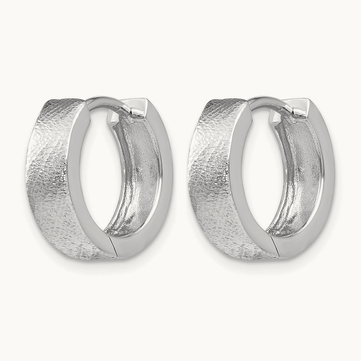 SS RH-plated Radiant Essence Textured Huggie Hoop Earrings — Leslie's