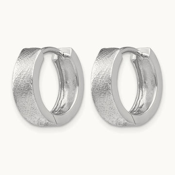 SS RH-plated Radiant Essence Textured Huggie Hoop Earrings — Leslie's