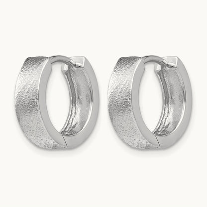 SS RH-plated Radiant Essence Textured Huggie Hoop Earrings — Leslie's