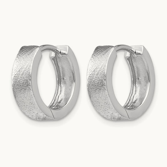 SS RH-plated Radiant Essence Textured Huggie Hoop Earrings — Leslie's