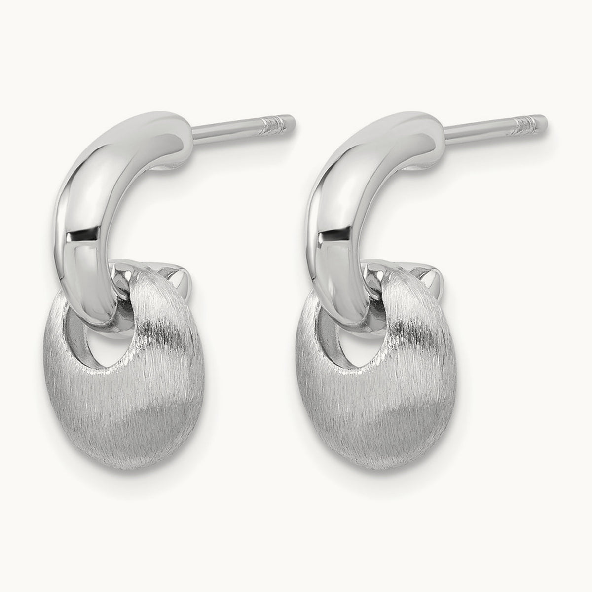 RH-plat Polish/Brush Dangle Post Earrings, Sterling Silver — Leslie's