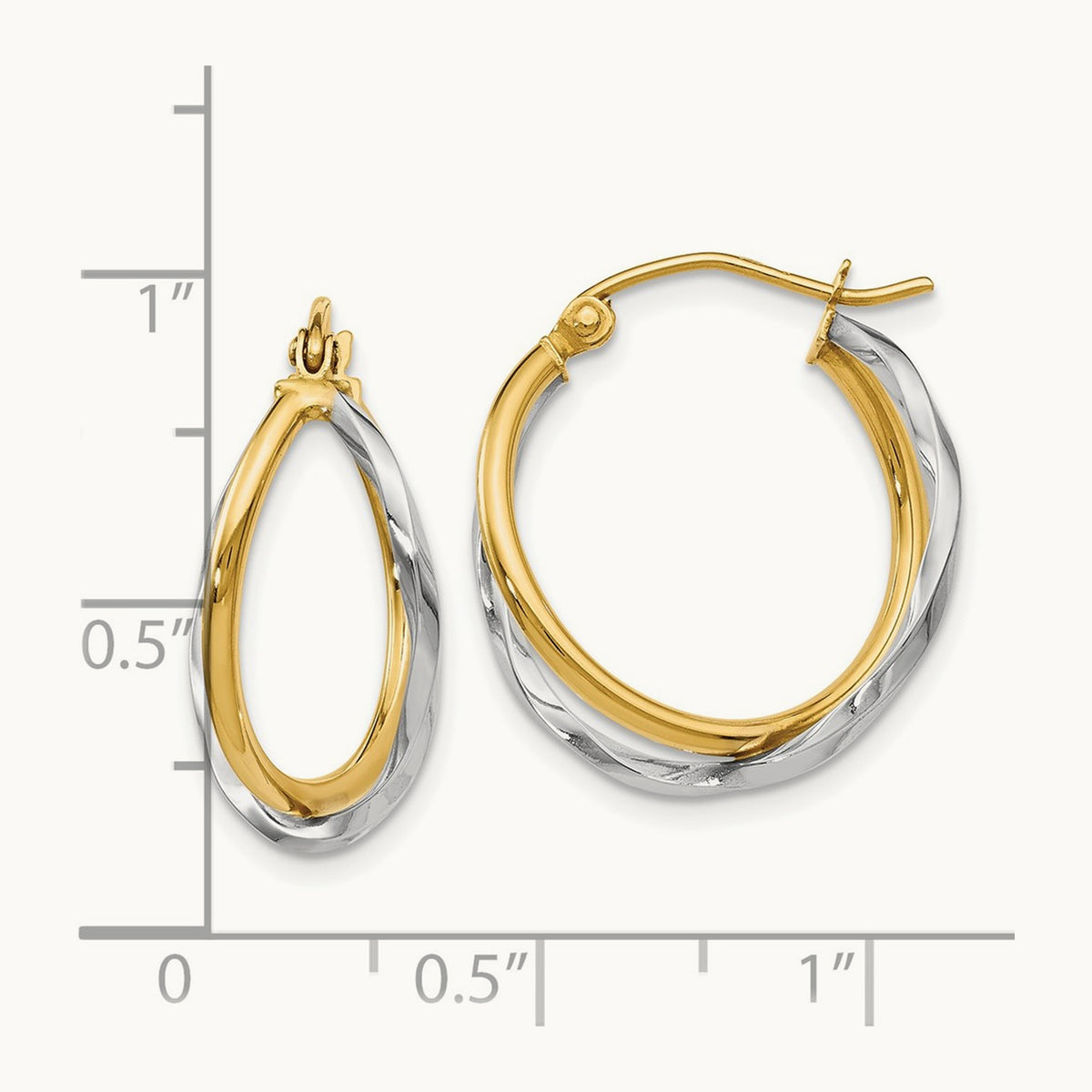 Polished Bypass Hoop Earrings, 14K Two-tone — Leslie's