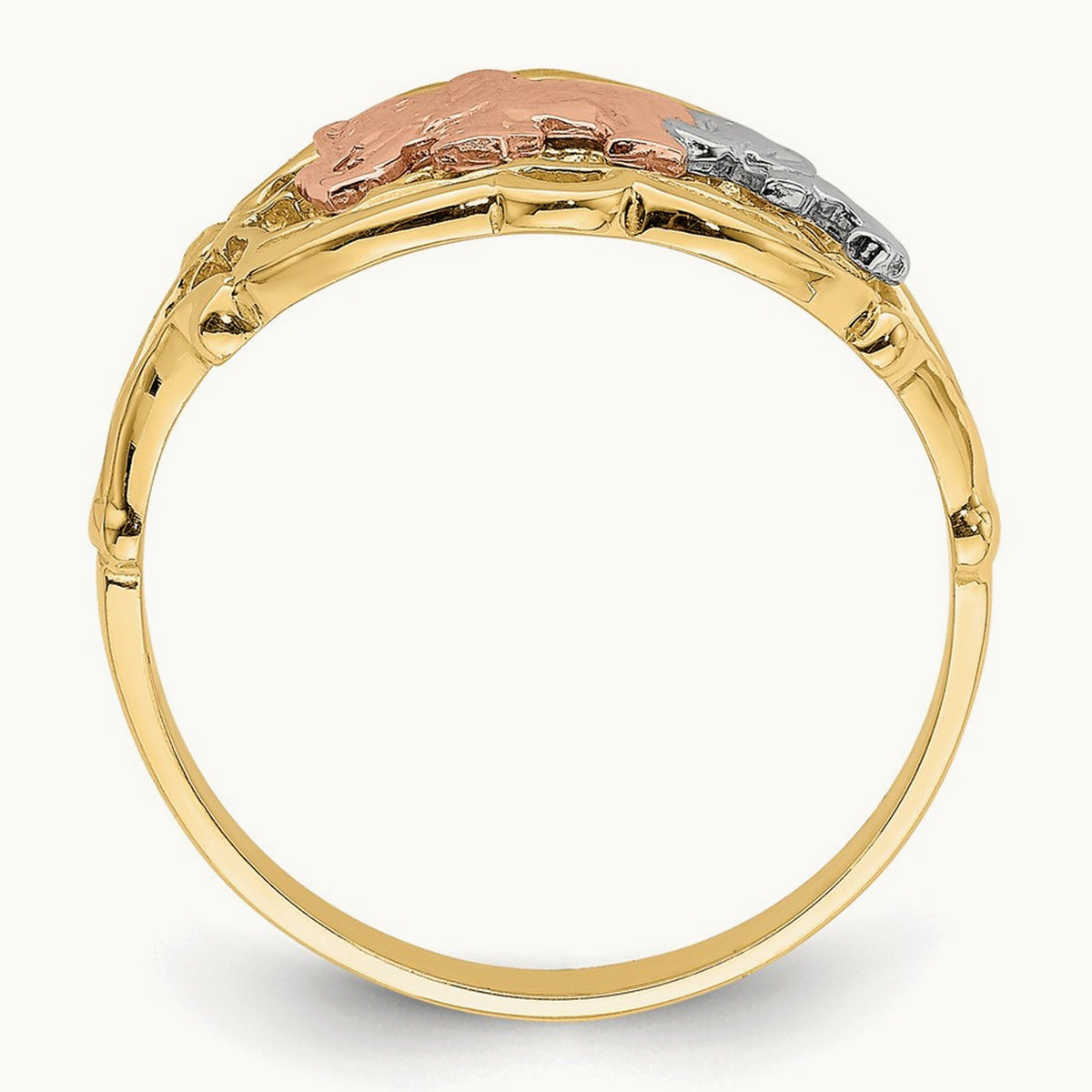w/ White RH Two Elephants Ring, 14K Two-tone