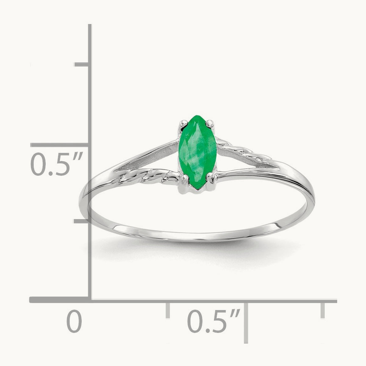 Emerald Birthstone Ring, 14K White Gold