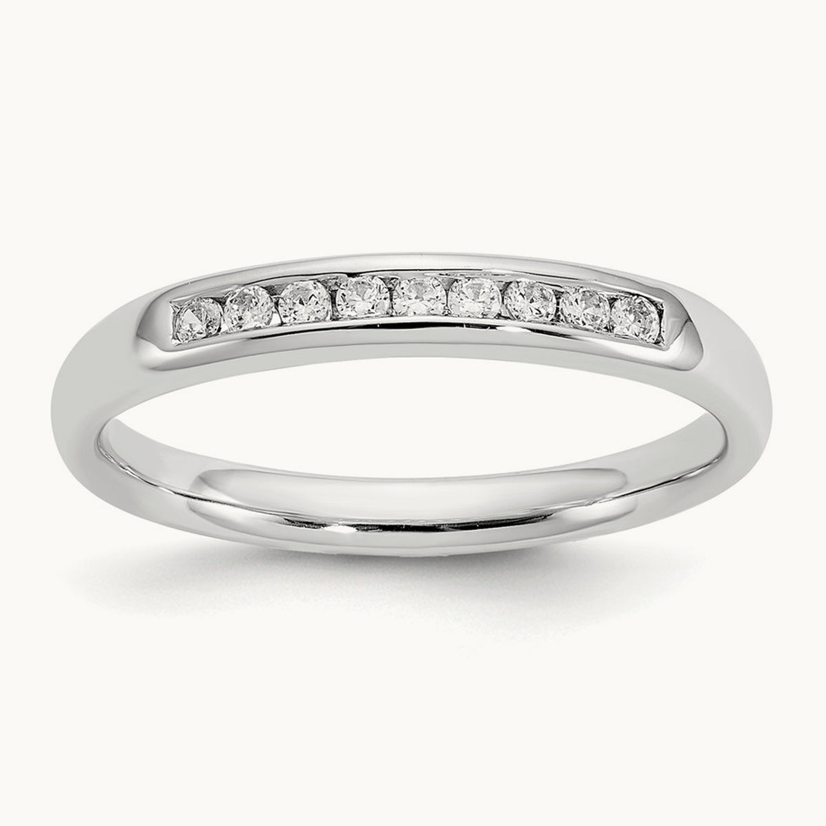 9-Stone Diamond Channel Band, 14K White Gold