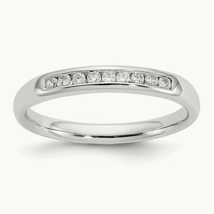 9-Stone Diamond Channel Band, 14K White Gold