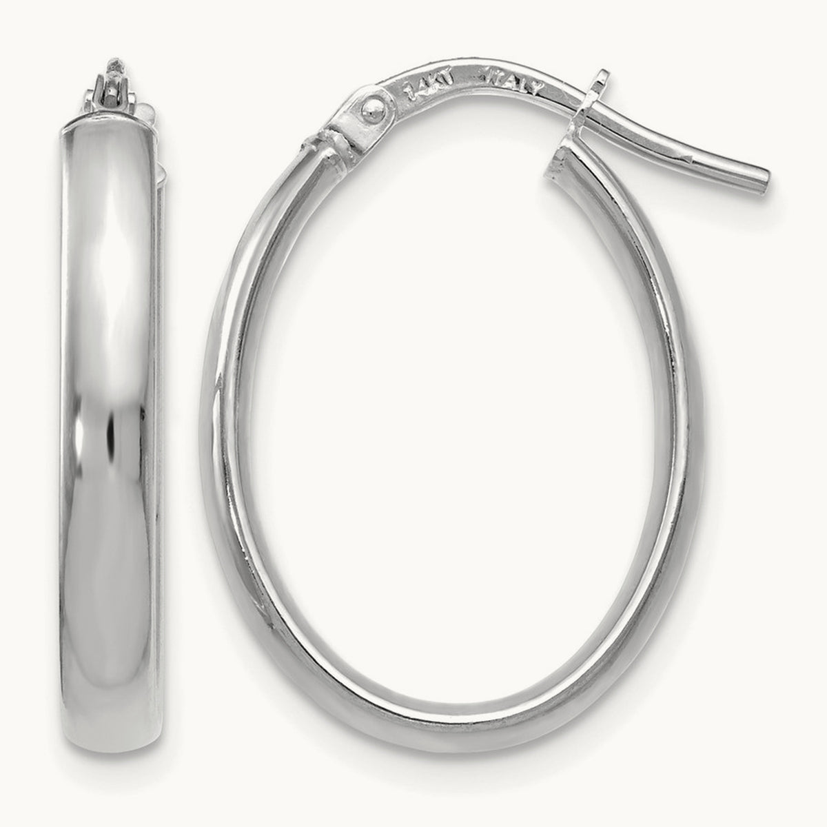 Polished Oval Hoop Earrings, 14K White Gold — Leslie's