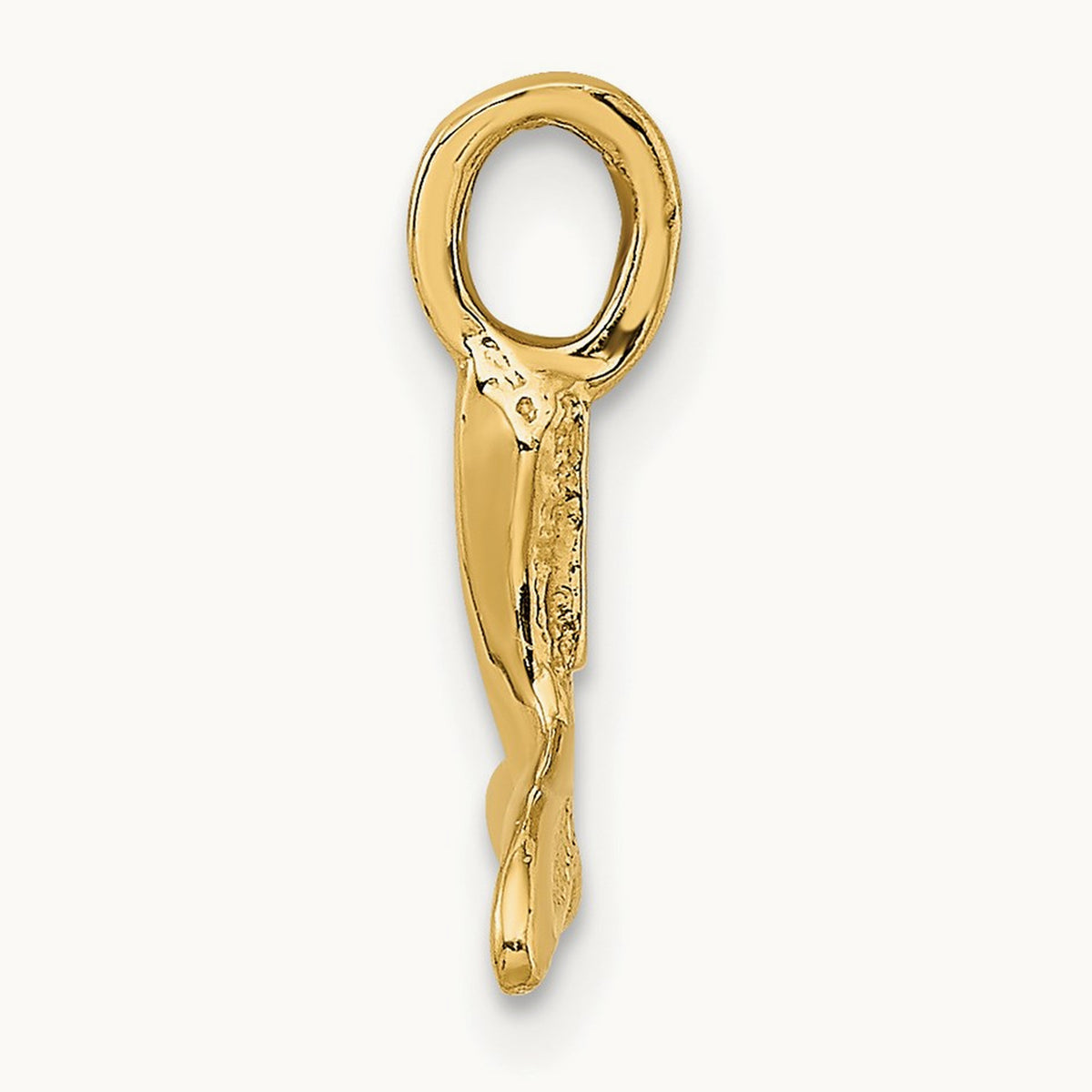 Polished Mini Whale Tail Charm — 16mm