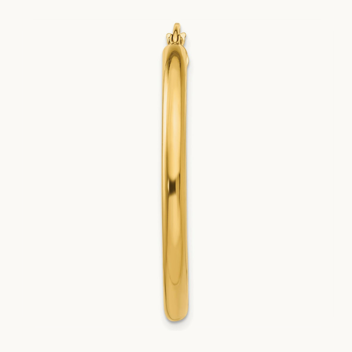Single 14K Polished Lightweight Tube Hoop Earring, 3mm