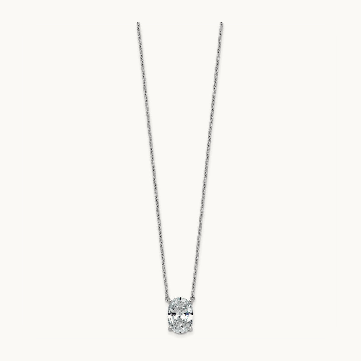 Oval Pendant Necklace, 0.25-4.00 ct tw Lab-Grown Diamond — 4 ct, 14K White Gold