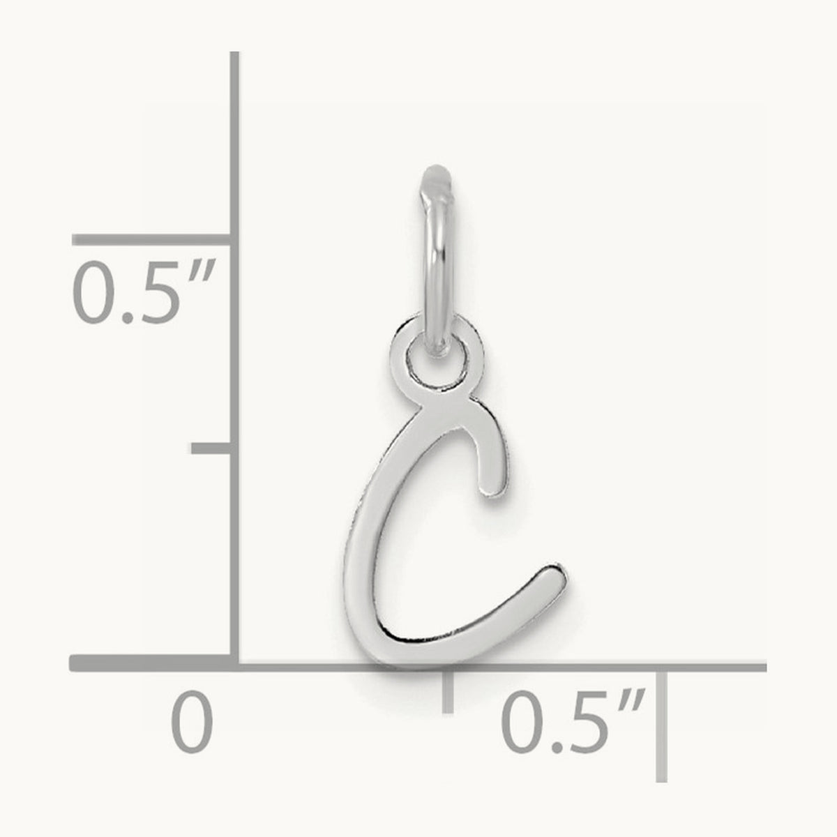 Uppercase Initial Charm — 14K White Gold, C