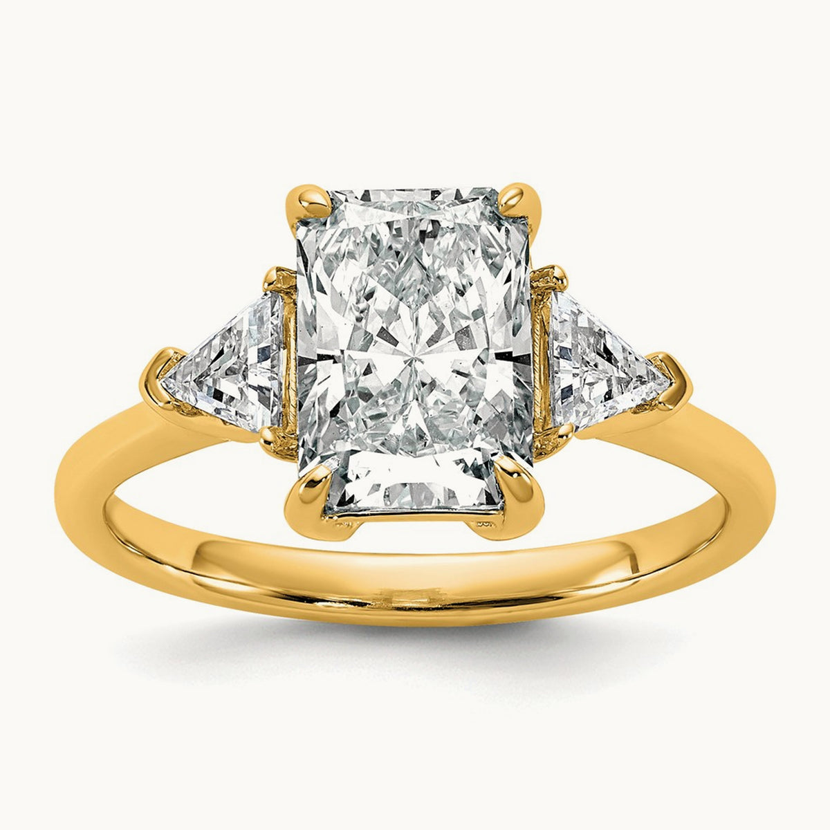 Radiant & Triangle Engagement Ring, 1.25-3.50 ct tw Lab-Grown Diamond — 2 1/2 ct, 14K Yellow Gold