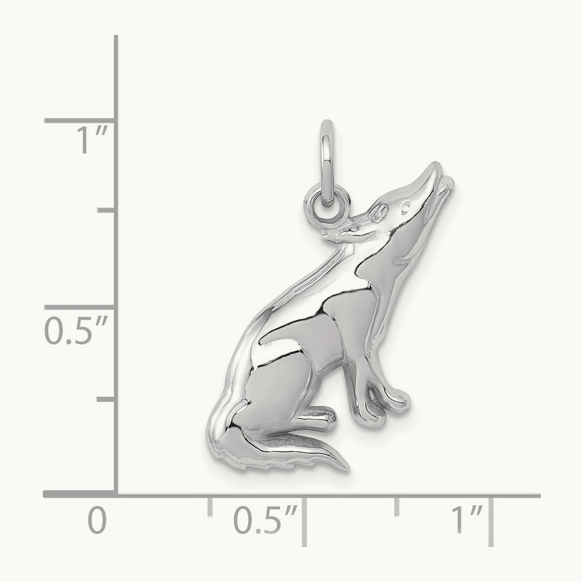 Wolf Charm, 14K White Gold