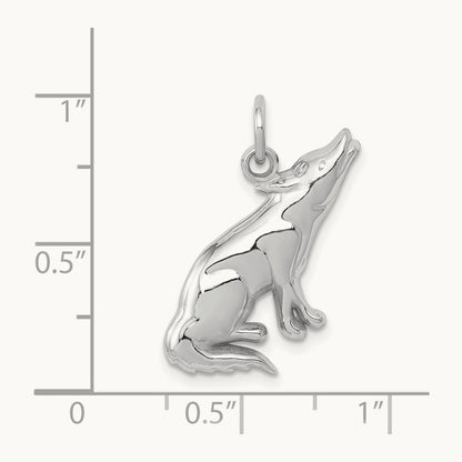 Wolf Charm, 14K White Gold