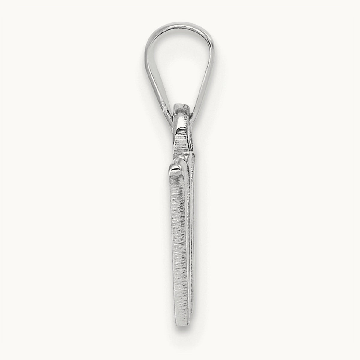 Polished Block Initial Pendant — 14K White Gold, W