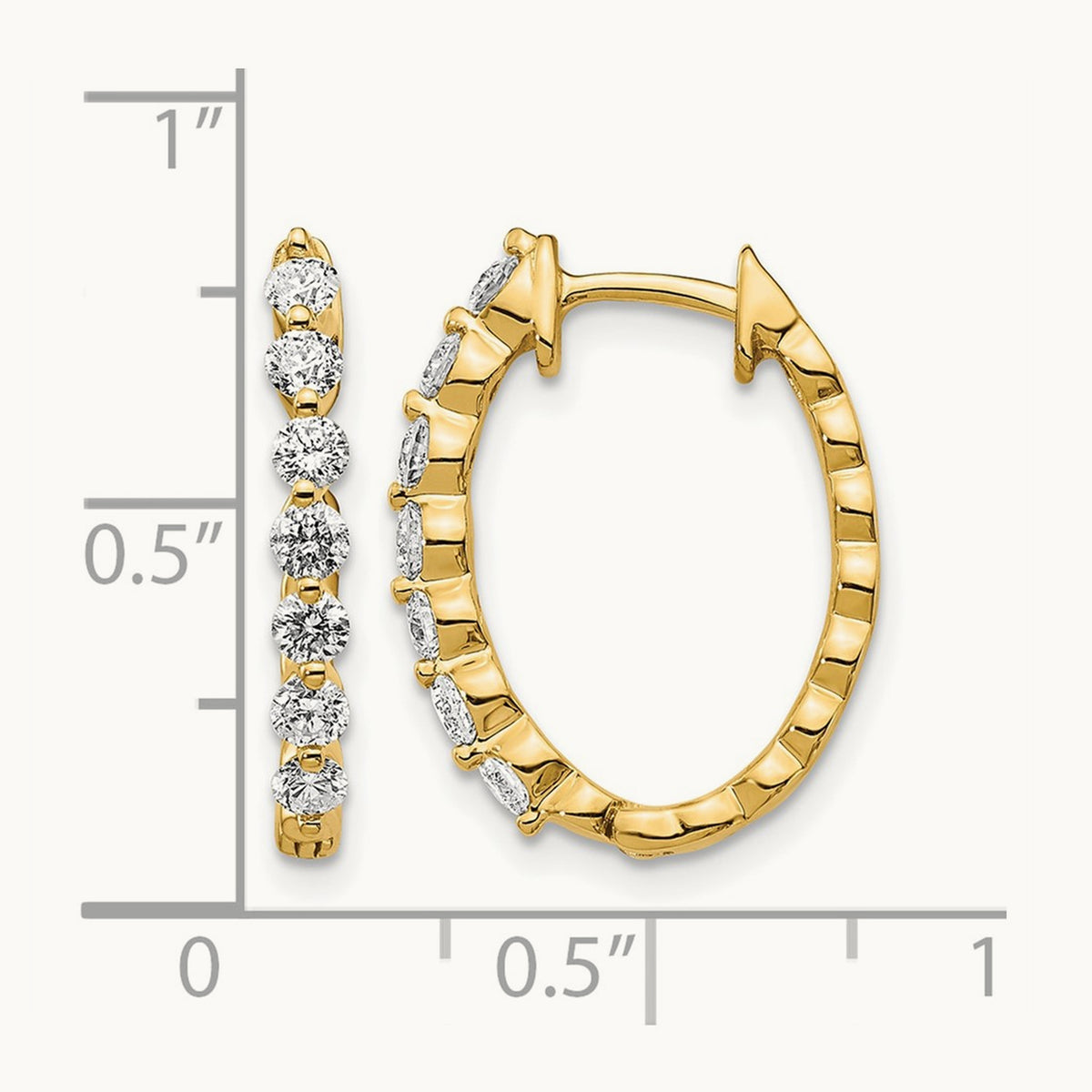 AA Diamond Hinged Hoop Earrings, 14K