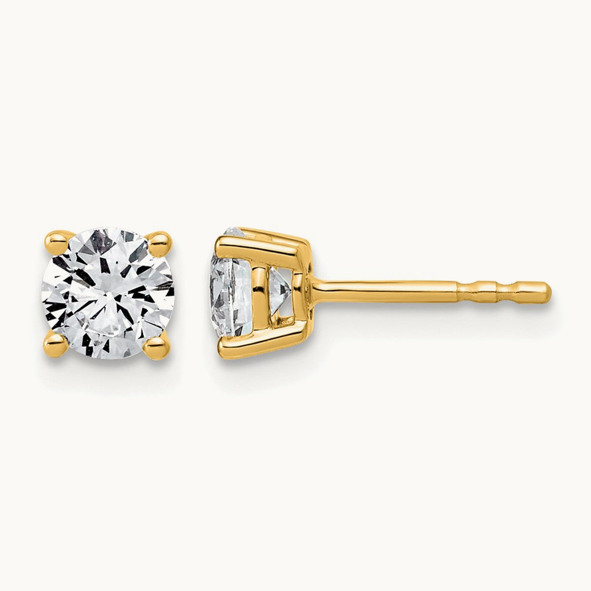 Round Lightweight Earrings, 0.25-6.00 ct tw Lab-Grown Diamond — 1 ct, 10K Yellow Gold
