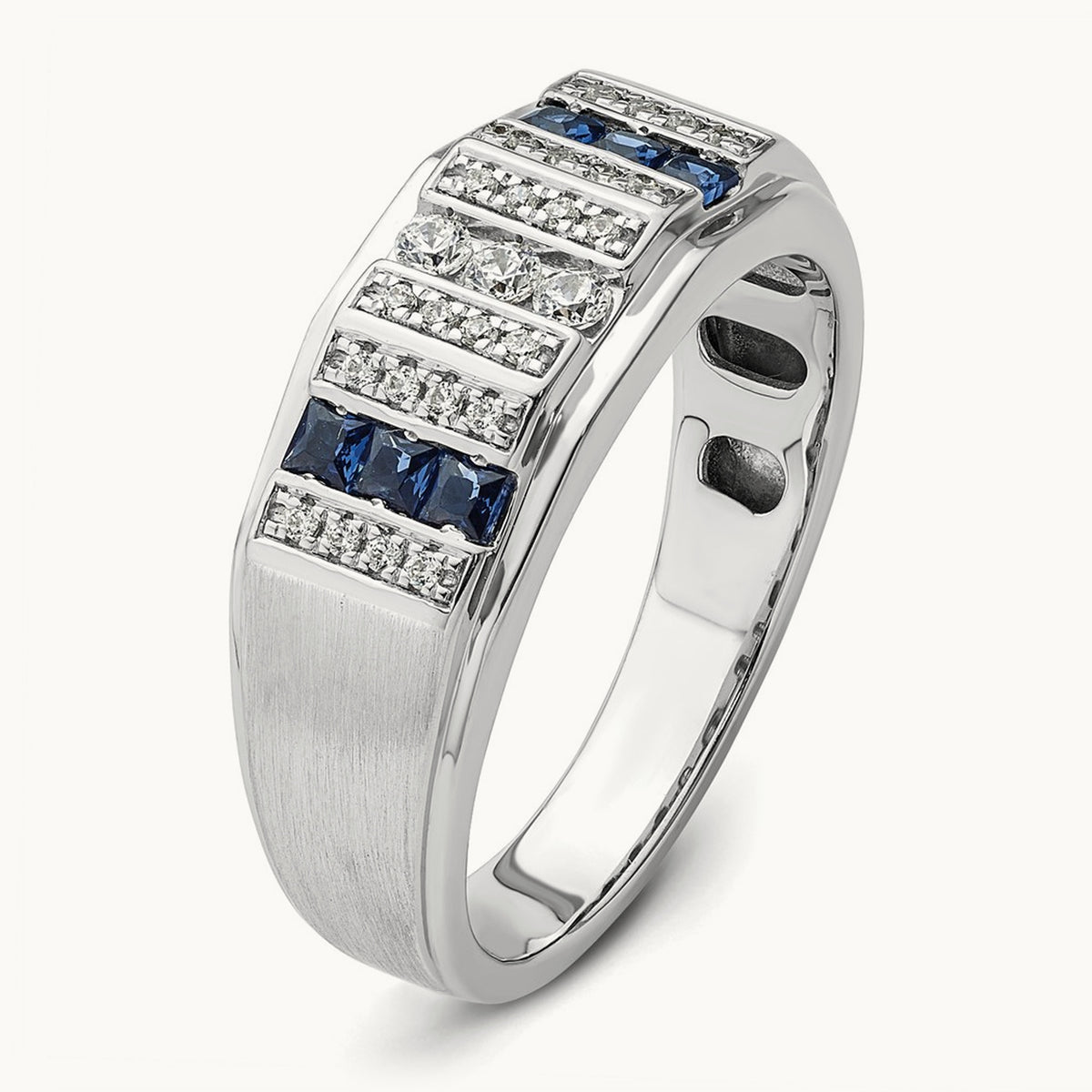 Created Sapphire Men's Ring, 0.20 ct tw Lab-Grown Diamond