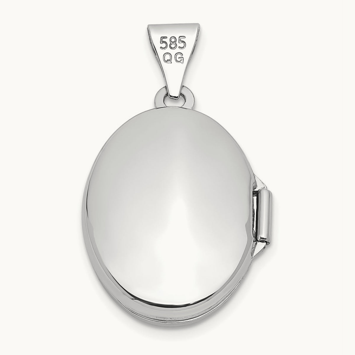 Polished Oval Locket — 14K White Gold