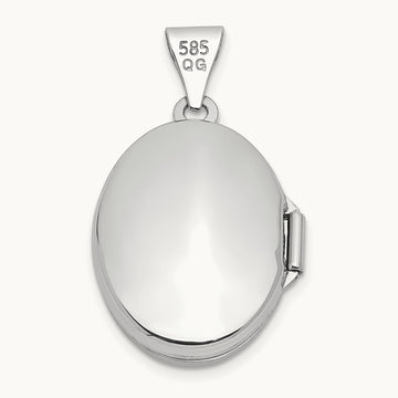 Polished Oval Locket — 14K White Gold
