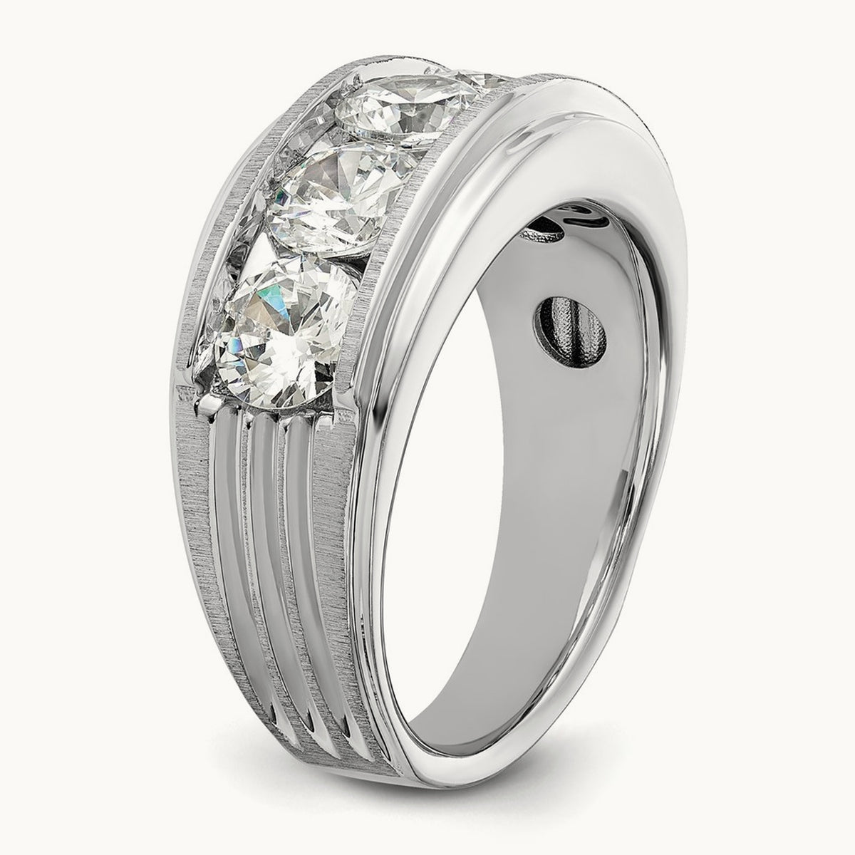 5 Stone Men's Ring, 3.50 ct tw Lab-Grown Diamond — 14K White Gold