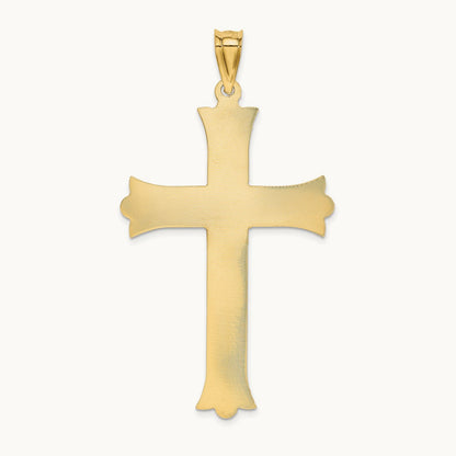 Polished, Satin and Diamond-cut Crucifix Cross Pendant, 14K