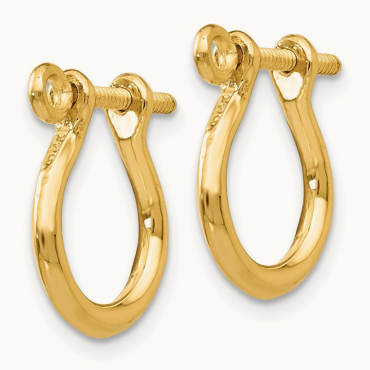 3D Shackle Link Screw Earrings — 14K Yellow Gold, 15mm