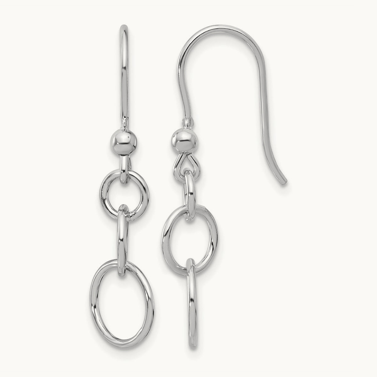 Rh-plated Polished Graduated Circle Dangle Earring, Sterling Silver — Leslie's