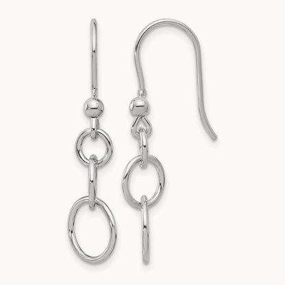 Rh-plated Polished Graduated Circle Dangle Earring, Sterling Silver — Leslie's