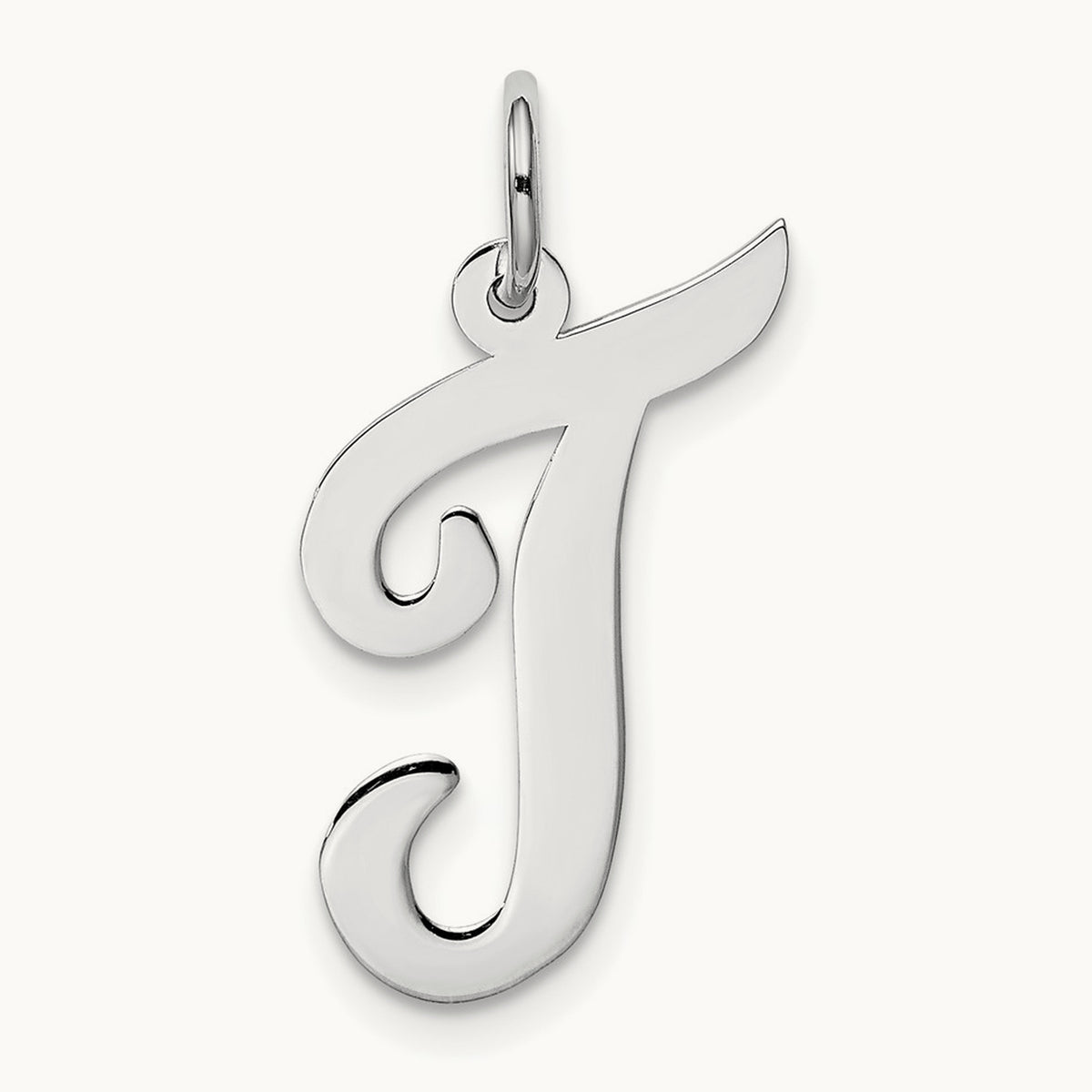 Large Script Initial Charm — 14K White Gold, T