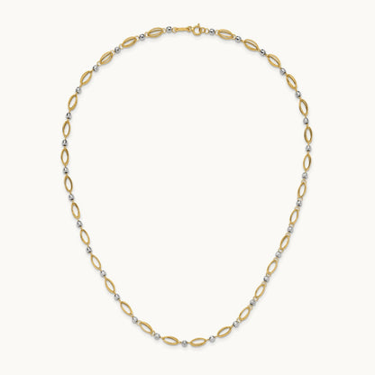 Fancy Mirror Bead Necklace, 14K Two-tone