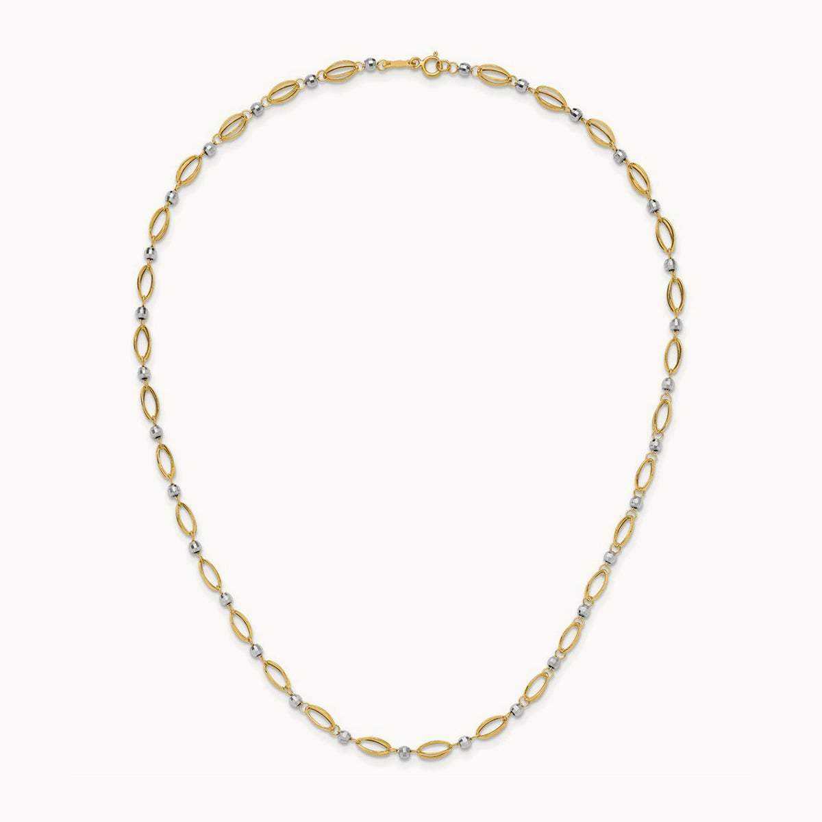 Fancy Mirror Bead Necklace, 14K Two-tone